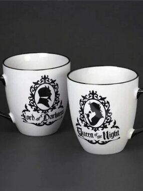 Alchemy Gothic Queen & Lord Mug Set of 2, Black & White, Romantic - 350 ml